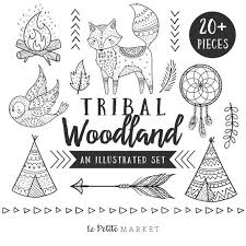 Baby Fox Clipart Black And White Tribal Woodland Clipart Images Tribal Fox Clipart Woodland Etsy Tribal Animals How To Draw Hands Clip Art
