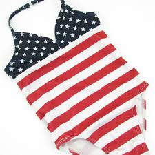 Black And White American Flag With One Red Stripe Toddler Girl American Flag One Piece Swimsuit 4t Red White Blue Stars Stripes Fadedg One Piece Swimsuit Red Girls Red Christmas Dress Girls One Piece Swimsuit