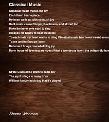 Write the letters of the word vertically, after deciding their position. Classical Music Poem By Sharon Wiseman Poem Hunter