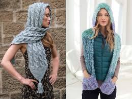 Home shawl / scarf hooded wrap free knitting pattern. Fabulous Hooded Scarves With Free Knitting Patterns