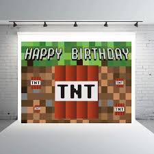 Download 24 minecraft birthday stock illustrations, vectors & clipart for free or amazingly low rates! Tnt Pixel Backdrop For Birthday Minecraft Themed Party Background Photo Booth Stretch Resistant Econ Vinyl Photo Background Buy At The Price Of 6 75 In Aliexpress Com Imall Com