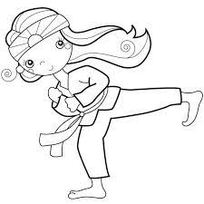 Foster the literacy skills in your child with these free, printable coloring pages that can be easily assembled into a book. Karate Kid Doing Palm Heel Kick Coloring Page Kids Play Color Super Coloring Pages Sports Coloring Pages Kid Coloring Page