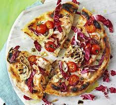 Pesto Pizza With Aubergine Goat S Cheese Recipe Prawn Pizza Bbc Good Food Recipes Recipes