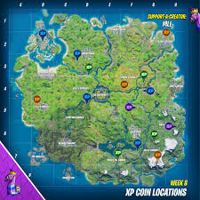 In this fortnite season 4 week 3 xp coin locations guide, we will tell you everything you need to know about these xp coins, including their types and locations. Mll On Twitter All Xp Coins Locations In Week 8 The Gold Ones Can Be Collected With A Car Holly Hedges Frenzy Farm Or With A Choppa Steamy Stacks Catty