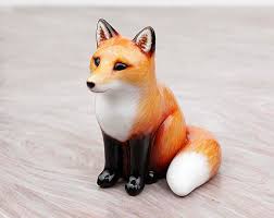 Sleeping Red Fox Hand Painted Resin Animal Figurine Etsy Animals Animal Figurines Pet Fox