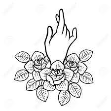 Maude wagner, one of the og names in the game, was the first recorded female tattoo artist in america. Rose Tattoo With Hand Traditional Black Dot Style Ink Boho Isolated Vector Illustration Traditional Tattoo Flowers Set Old School Tattooing Style Ink Roses Vintage Style Traditional Art Tattoos Royalty Free Cliparts Vectors