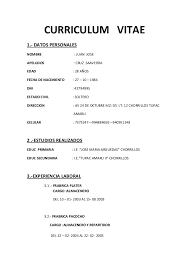 Find a cv sample that fits your career. Curriculum Vitae Jose Faustino Sanchez Carrion