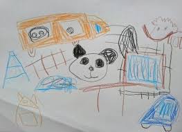 chiik 子どもの絵プチ作品展 親子の思い出を絵にしよう chiik 紫の絵 パンダ 赤ちゃん ネコバス