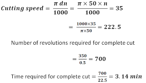 Lathe Machine Formula Cutting Speed Depth Of Cut Feed