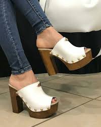 Pin On Platform Wooden Mule Heels