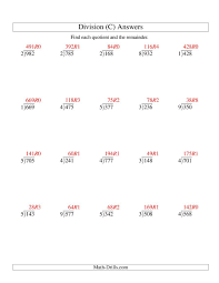 The Long Division One Digit Divisor And A Three Digit Dividend With A Remainder C Math Worksheet Page 2 Long Division Division Framed Words
