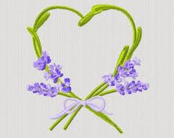 Lavender heart embroidery for embroidery machine 4x4 size