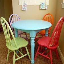 After 'southern revivals' took her dining table makeover a step farther. Paint Dining Table And Chairs With Rust Oleum Kids Table And Chairs Painting Kitchen Chairs Kitchen Table Chairs