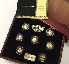 Coins produced in proof and uncirculated finishes. London Mint The Magnificent Seven Gold Coin Set In Case With Certificate 7 Coins