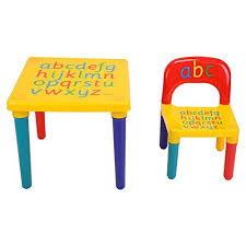 Zerone Plastic Table And Chair Set Alphabet Printed Light Weight Table And Chair Set For Learning Dining For Kids Chairs Kids Table And Chairs Kids Furniture