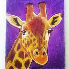 Giraffe Card For My Coworker Bday She Loves Giraffes And Purple Can You Tell Giraffe Endangeredspecies Drawing Prismacolor Co Giraffe Artwork Animal Art