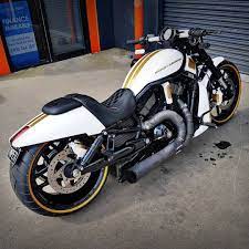 A Vrod I Have Just Completed An Overhaul On Wrapped In Satin White With Gold Decals Painted Gold Radiator Sh Harley Motorcycle Tank Harley Davidson Australia
