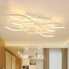 The rich gold leafing on handmade italian ivory stoneware makes this ceiling light the perfect way to make a minimalist statement in any small space. Contemporary Minimalist Linear Ceiling Lights 37w 152w 1 2 3 5 Light White Led Wave Shaped Ceiling Lighting For Living Room Bedroom Takeluckhome Com