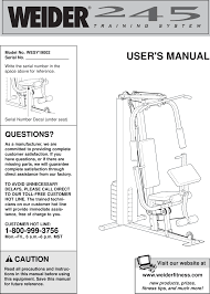Weider 245 System Wesy1900 Users Manual Wesy19002 184681