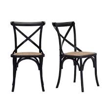 Home Decorators Collection Mavery Black Wood Dining Chair With Cross Back And Woven Seat Set Of 2 19 In W X 34 6 In H Pjc118 Pjf022 The Home Depot Farmhouse Dining Chairs
