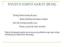 Karangan ulasan tingkatan 1, tingkatan 2 dan pt3. Ppt Pantun Empat Kerat Budi Powerpoint Presentation Free Download Id 3772829