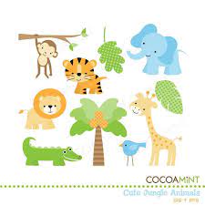 Cute Jungle Animals Clip Art By Cocoamint On Etsy Baby Jungle Animals Jungle Animals Baby Shower Animal Clipart Free