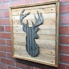Rustic Metal Deer Head Wood Wall Decor Etsy Rustic Deer Decor Deer Decor Deer Head Wall Decor