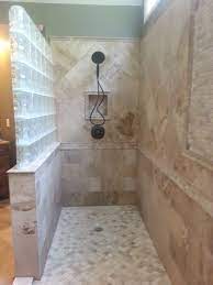 Luxurious Bathroom Remodel 12 Ft Custom Tiled Shower With Glass Block Wall Travertine Til Bathrooms Remodel Bathroom Remodel Shower Simple Bathroom Remodel