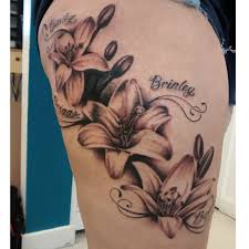 Maybe you would like to learn more about one of these? Black Ink Lily Flowers Cover Up Tattoo On Right Side Thigh