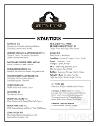 The White Horse Restaurant Bar Menu In St Cloud Minnesota Usa