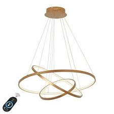 242 28 Led Gold Pendant Light 80cm 60cm 40cm 3 Light Ring Circle Matte Brushed Gold Aluminum Painted Finishes Dimmable With Remote Control Hanging Lamp Hanging Lights Modern Pendant Light