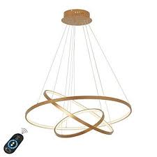 Geometry makes this led chandelier/pendant from the moderne collection simply striking. 242 28 Led Gold Pendant Light 80cm 60cm 40cm 3 Light Ring Circle Matte Brushed Gold Aluminum Painted Finishes Dimmable With Remote Control Hanging Lamp Hanging Lights Dinning Room