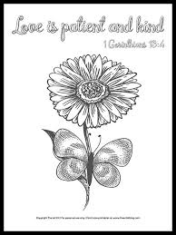 When the printable bible coloring page has loaded, click on the print icon to print it. Free Printable Bible Verse Coloring Page Love Is Patient And Kind The Art Kit