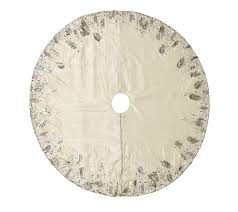 Gold and silver colored tree skirt swirl checkered metallic yarn. Shop Quill Tree Skirt Kim Seybert
