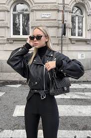 Women S Black Leather Jacket All Black Outfits Outfits For Interviews All Black Outfit Fashion
