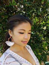 Floral Hoop Earrings, Statement Earrings, Clip