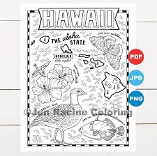 These are some of the plants and animals you will find in our state. Hawaii Coloring Page United States State Map Wildlife Etsy
