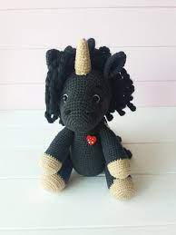 Check Out This Item In My Etsy Shop Https Www Etsy Com Listing 676271647 Crochet Black Unicorn Stuffed Anim Unicorn Stuffed Animal Unicorn Toys Black Unicorn