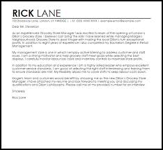 Grocery Store Manager Cover Letter Sample Cover Letter Templates Examples