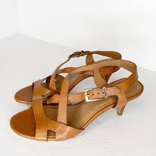 Elite Tahari Strappy Kitten Heel Brown Sandals 8 5