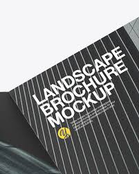 Landscape Brochure Mockup Half Side View In Stationery Mockups On Yellow Images Object Mockups