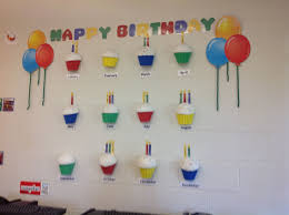 Happy Birthday Wall Art For The Classroom Each Student S Name Is On A Candle With Their Birthdate On Birthday Wall Birthday Wall Decoration School Decorations
