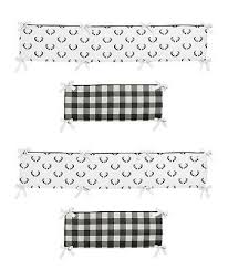 Sweet Jojo Black White Woodland Buffalo Plaid Boy Baby Nursery Crib Bumper Pad 27 99 Picclick