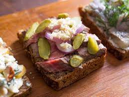 If you cannot access rugbrød, substitute bread with a dark, whole grain rye. Roast Beef Pickle And Horseradish Smorrebrod Danish Open Faced Sandwich Recipe
