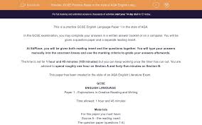 The difference between descriptive and narrative options: Gcse Practice Paper In The Style Of Aqa English Language Paper 1 Worksheet Edplace