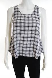 Black And White Plaid Tank Top Monrow Black White Plaid Scoop Neck Tank Top Blouse Size Small New 113 Fashion Clothing Shoes Acce Tops Women Blouses Scoop Neck Tank Top White Blouse Top
