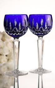 Waterford Lismore Cobalt Hock Wine Pair Crystal Classics Crystal Glassware Cobalt Glassware Blue Glassware