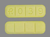 R 0 3 9 Pill Yellow Rectangle 15mm - Pill Identifier