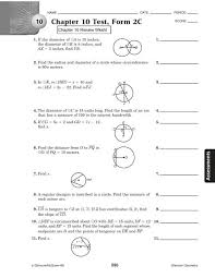 Geo r unit 10 lesson 1 hw answers. Chapter 10 Test Form 2c Continued