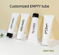 50pcs of 30Ml Customizable Refillable Cosmetic Squeeze Tubes, 1.06Oz Glossy  White Tubes with Black And White Flip Caps * Customization *